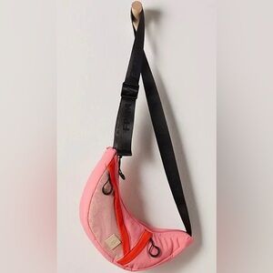 Free People FP Movement Nothing But Net Sling Bag (pink/hibiscus and orange) NWT